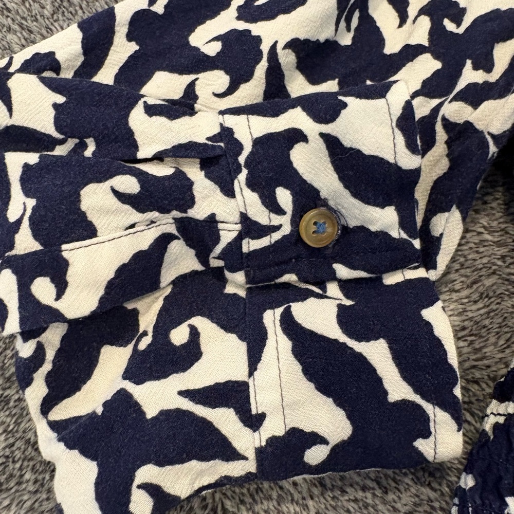 Anthropologie Maeve Alexa Smocked Small Tunic, Blue/White Pattern - Picture 9 of 11